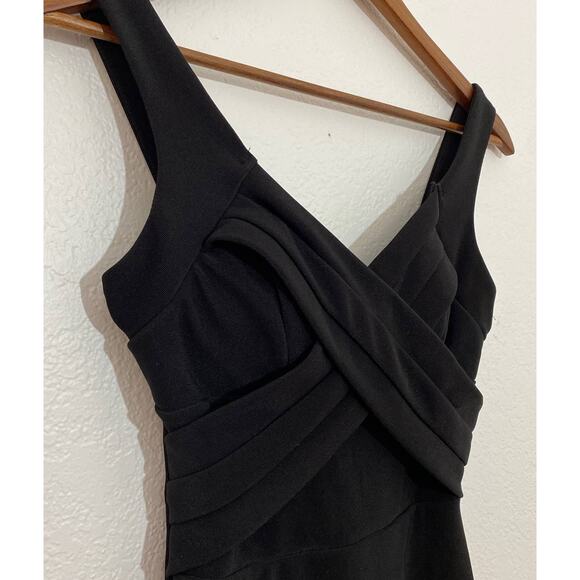 Emerald Sundae Sz O Black Bodycon Dress Built In Bra Ruched Back Exposed Zipper - Picture 5 of 12